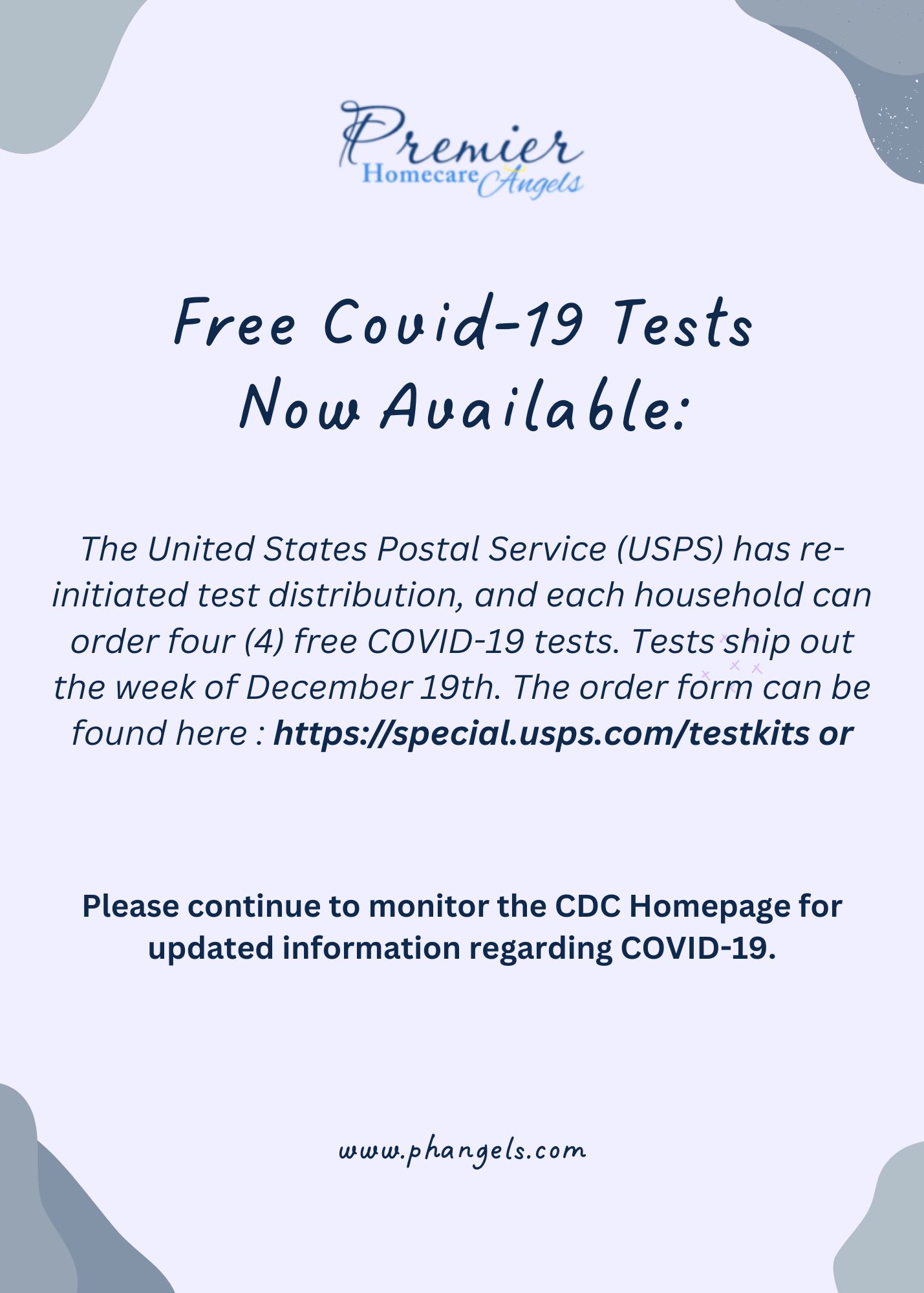 📌Free Covid-19 Tests are now available.